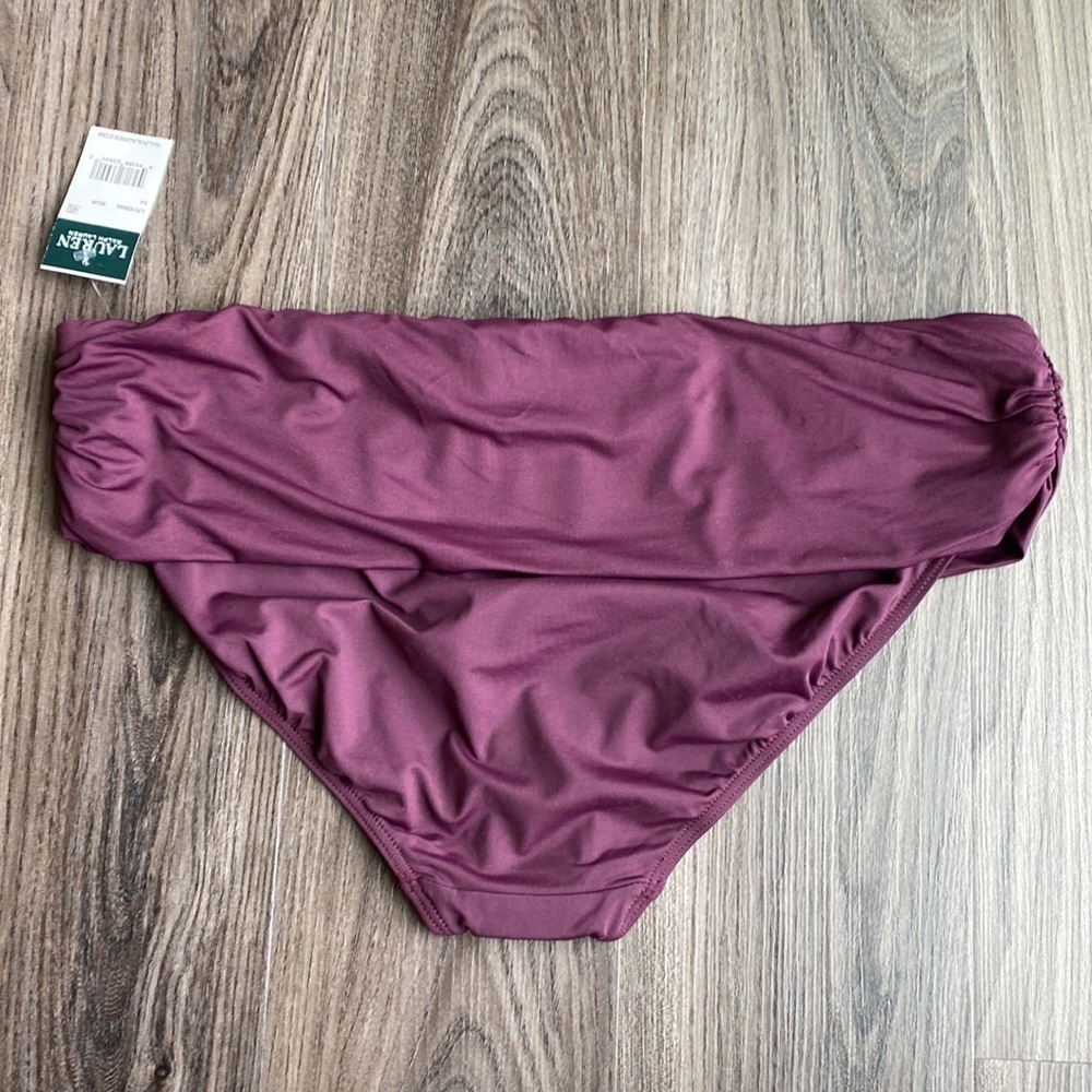 Ralph Lauren Beach Club Wide Band Bikini Bottom 14 Burgundy Womens Swimsuit - Picture 5 of 7